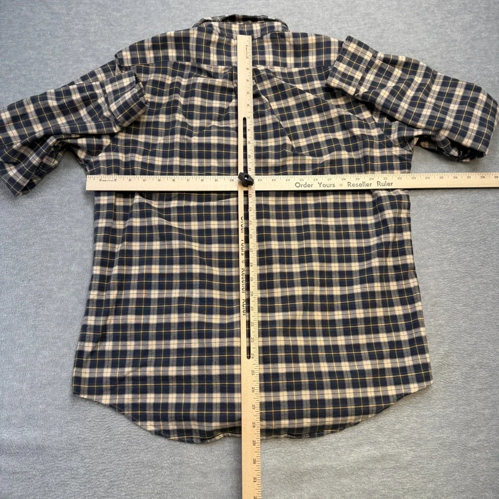 Polo‎ Ralph Lauren Shirt Mens Large Blue Cream Tartan Plaid Oxford Button Down